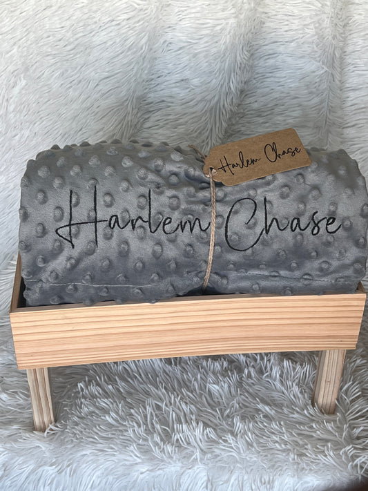 Embroidered Minky Baby Blanket