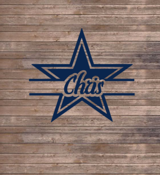Bar Style Dallas Star Name Decal